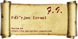 Fürjes Izrael névjegykártya